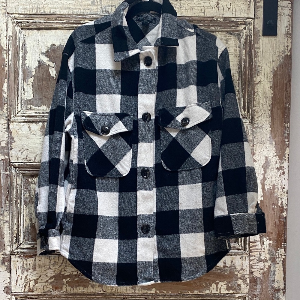 StreetWear Society Flannel Black and White Checkered Shacket, M